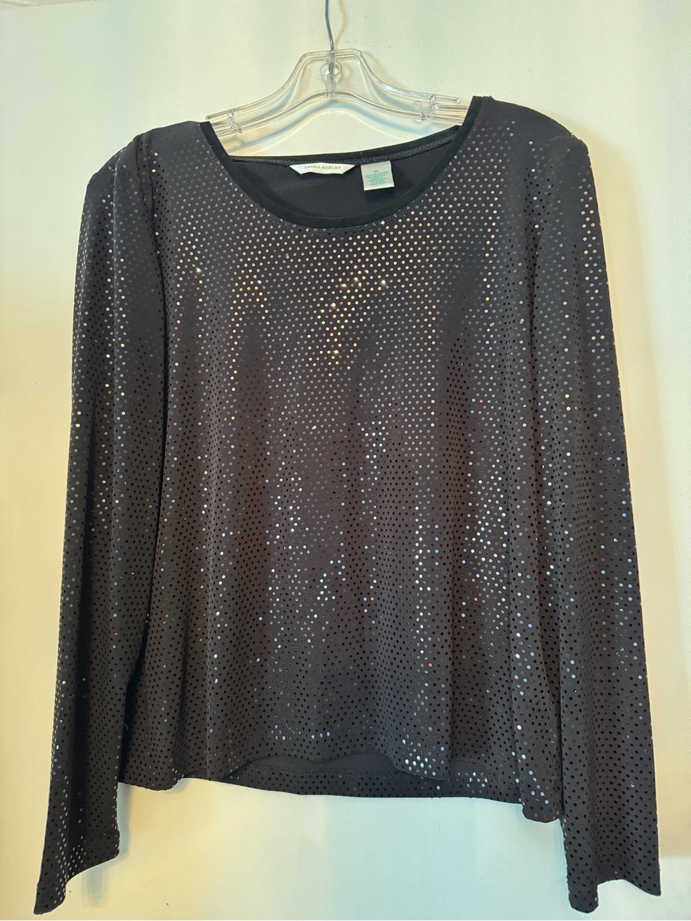 Laura Ashley Black Sequin Long-Sleeve Tee
